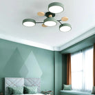 Round Iron LED Semi-Flush Ceiling Light – Chandelier with Acrylic Heads