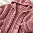 Women's Long Hooded Knit Cardigan with Batwing Sleeves