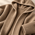 Women's Long Hooded Knit Cardigan with Batwing Sleeves