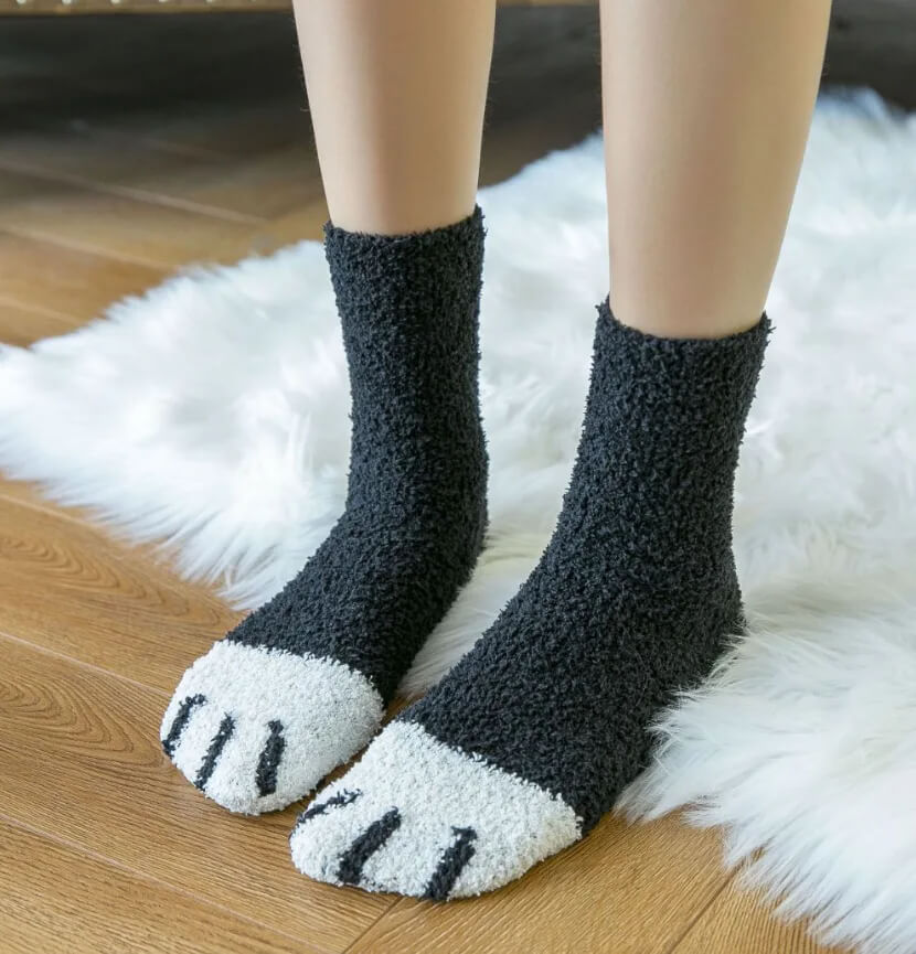 Women's Cat Paw Socks – Plush Cotton Blend
