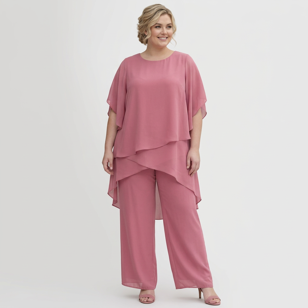 Women's Two-Piece Set with Draped Top and Wide-Leg Palazzo Trousers