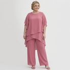 Women's Two-Piece Set with Draped Top and Wide-Leg Palazzo Trousers