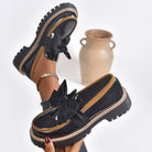 Women's Patent Bow Loafers with Platform Sole