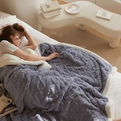 Unisex Dikke Lamswollen Winterdeken – Wollen Plaid voor Bank en Bed, Warm voor Koude Dagen