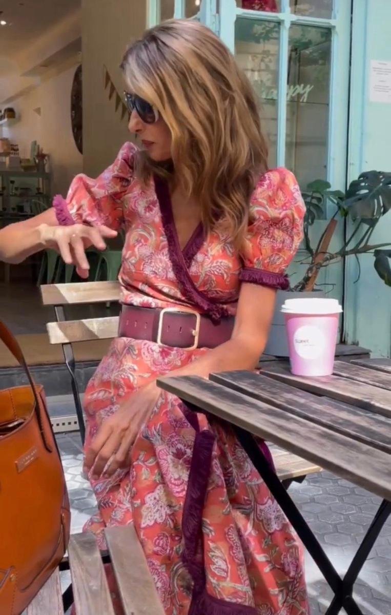 Women's Floral Maxi Dress with Tie Waist Belt