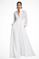 Women's Long Sleeve Button-Front Maxi Dress with Pockets