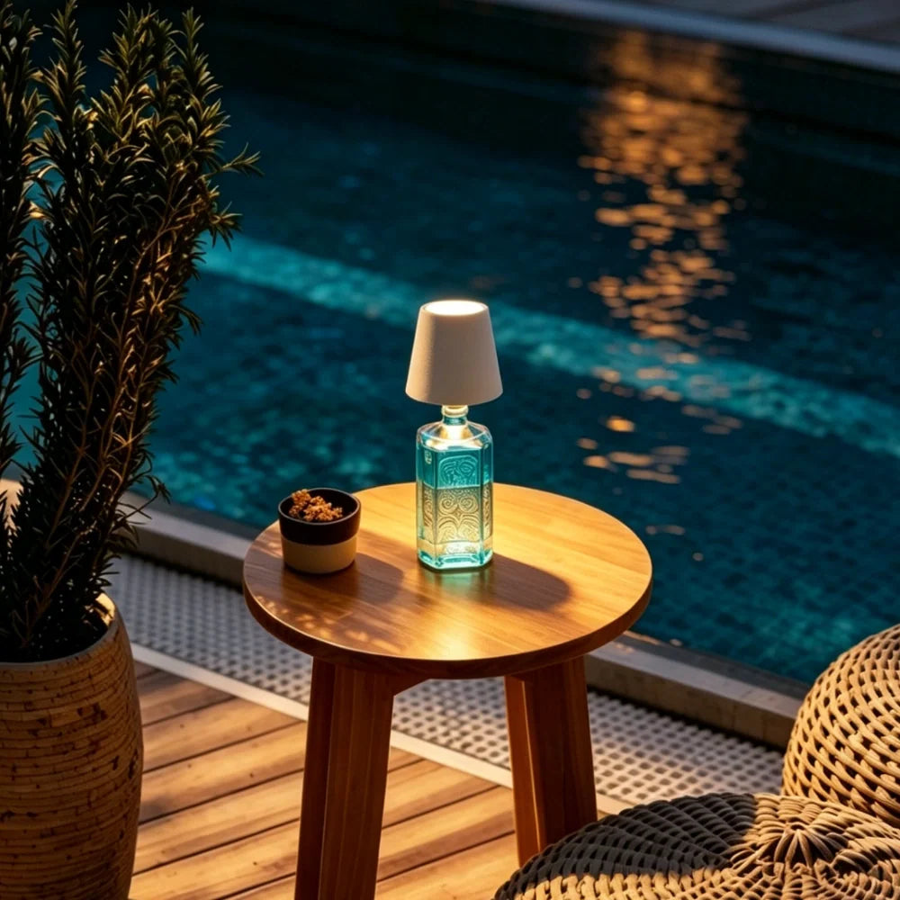 Rechargeable Bottle Topper Table Lamp - Dimmable Cordless LED Light