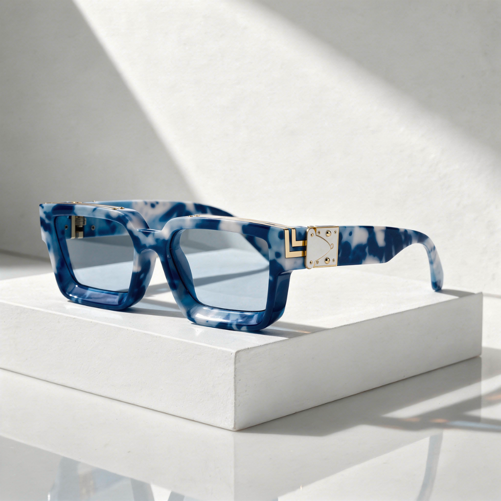 Square Sunglasses with UV400 Protection – Gold-Tone Hinge Frame