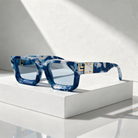 Square Sunglasses with UV400 Protection – Gold-Tone Hinge Frame