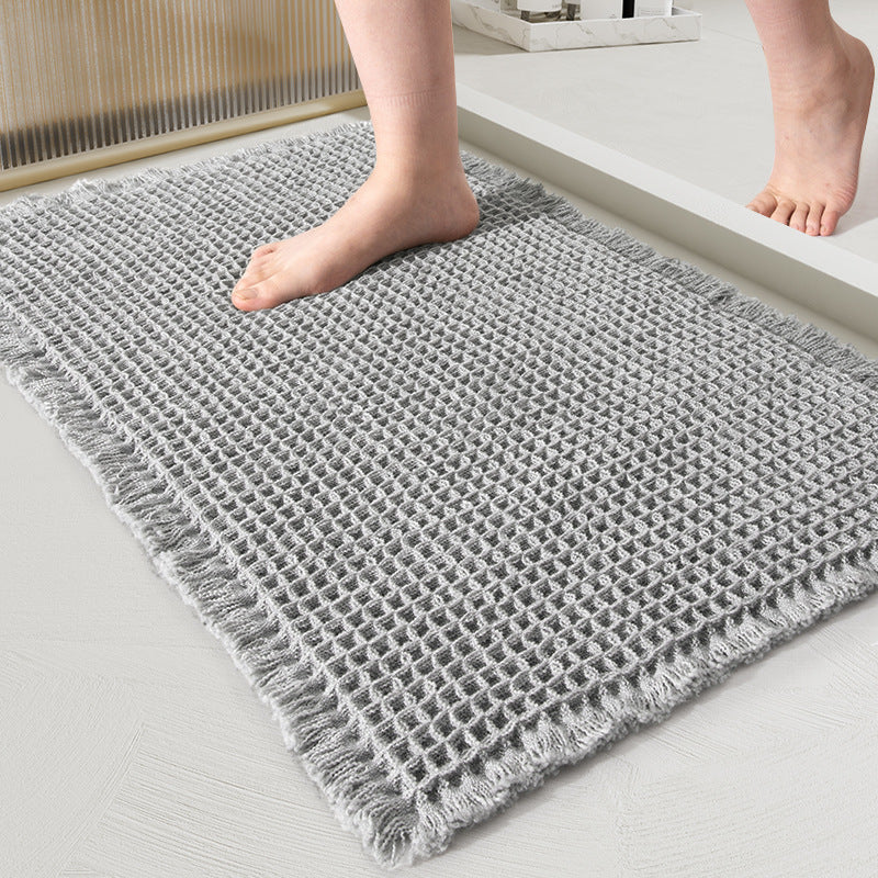Non-Slip Waffle Bath Mat, Quick-Dry Polyester Floor Mat