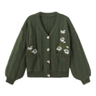 Winsome™ | Women's Floral Embroidered V-Neck Button Cardigan