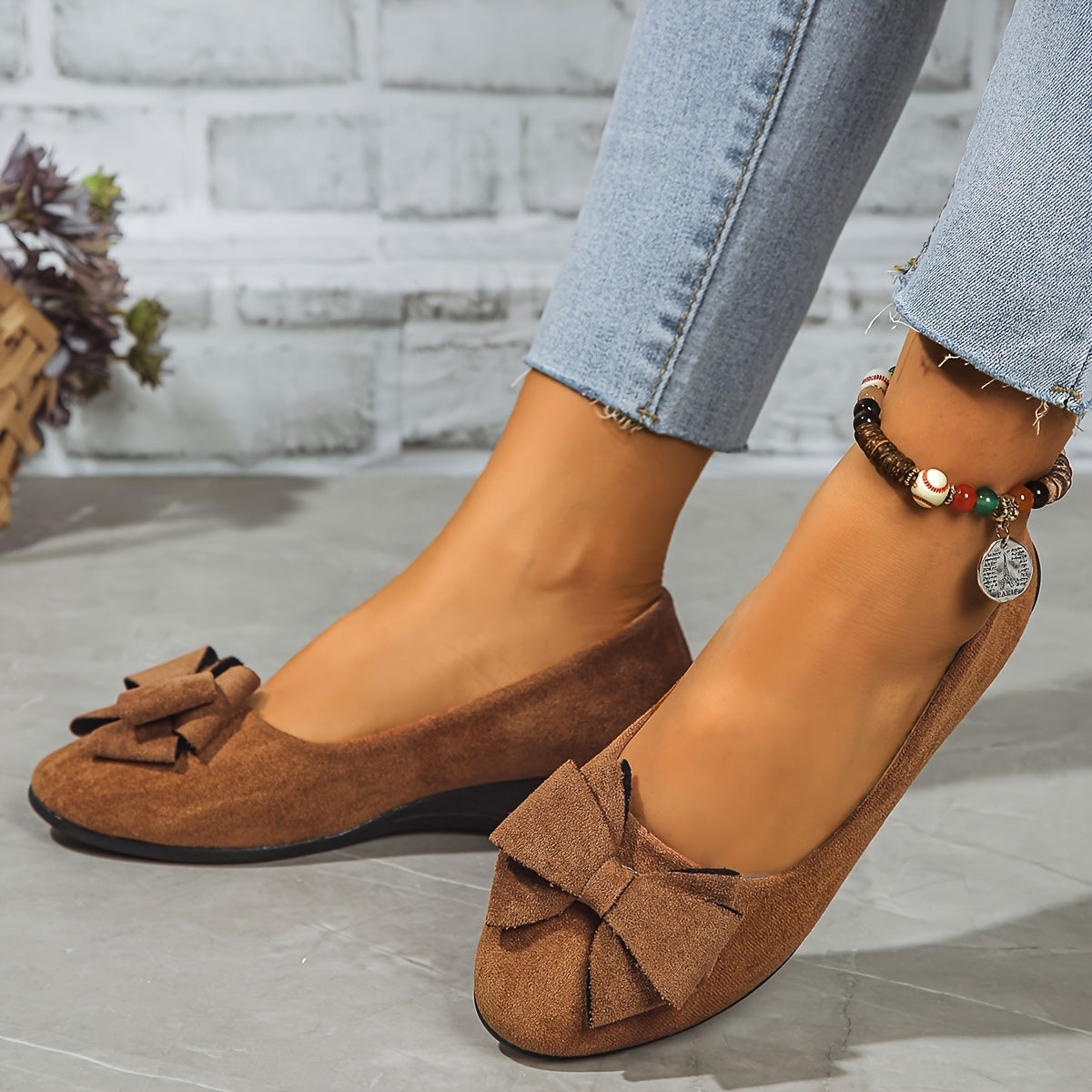 Women's Orthopaedic Flat Shoes with Bow Detail