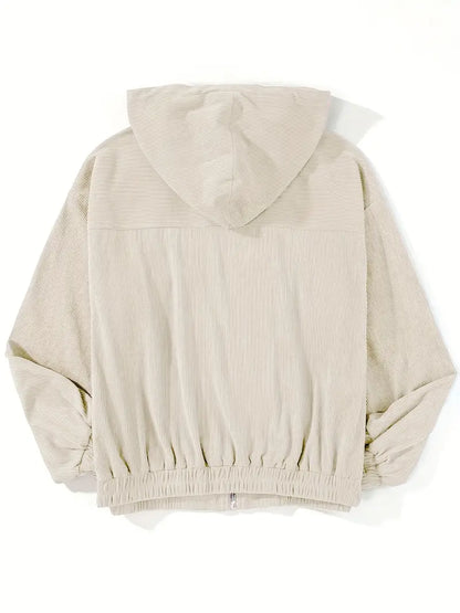 Corduroy Jacket | Dames jas van ribstof met ritssluiting en rechte pasvorm