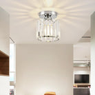 Flush Mount Ceiling Light with Crystal Shade - Black Brass Finish