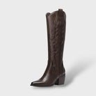 Women's Knee High Boots Western Style with Embroidered Detail