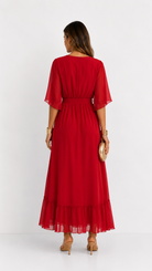 Women's Chiffon Wrap Dress with Flowing Sleeves