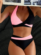 Maja | Dame Halterneck Bikini Med Crossover Top Og Høj Talje