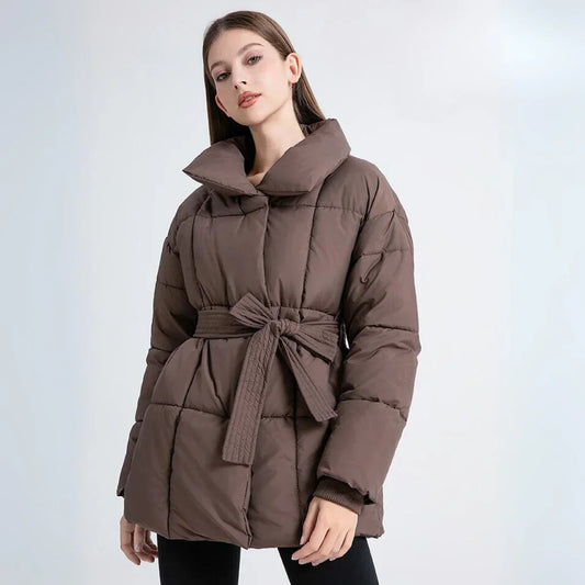 Dames Getailleerde Puffer Parka Jas – Waterafstotend, Effen Winterjas voor Avondkleding