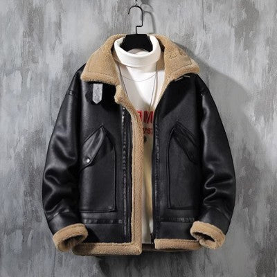 Men's Fleece-Lined Jacket Lambswool Lining – Casual Fit