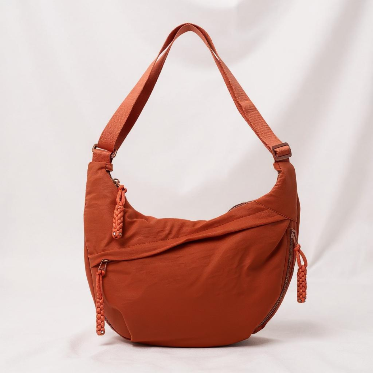 Women's Nylon Crossbody Bag with Multiple Zip Pockets