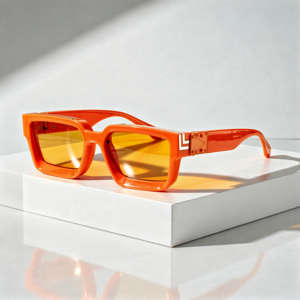 Square Sunglasses with UV400 Protection – Gold-Tone Hinge Frame