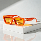 Square Sunglasses with UV400 Protection – Gold-Tone Hinge Frame