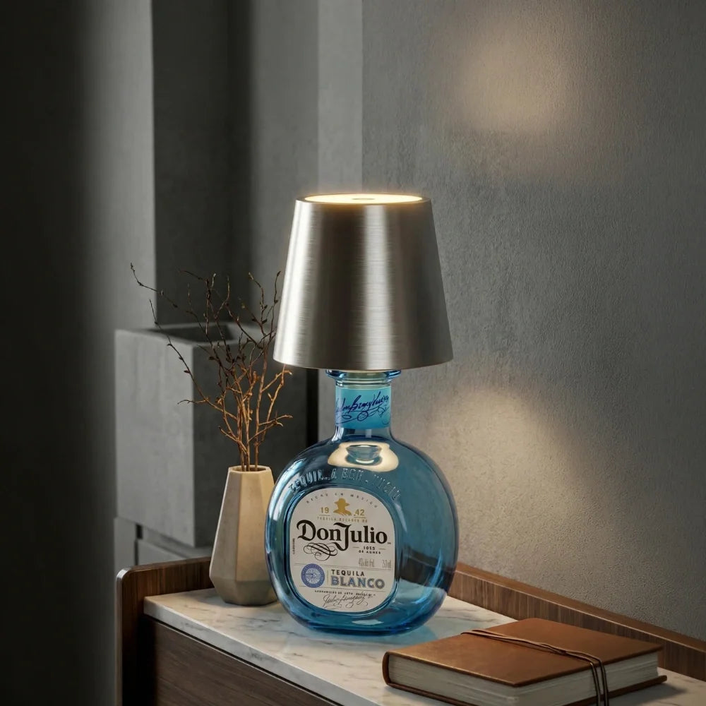 Rechargeable Bottle Topper Table Lamp - Dimmable Cordless LED Light