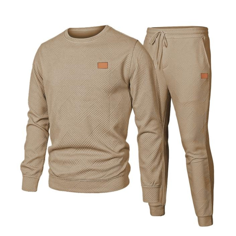 Men's 2 Piece Sweatsuit Set – Textured Jacquard Jacket & Pants