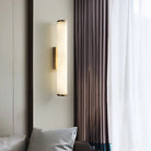 Marble Wall Sconce with Vertical Cylindrical LED Light, Copper Finish