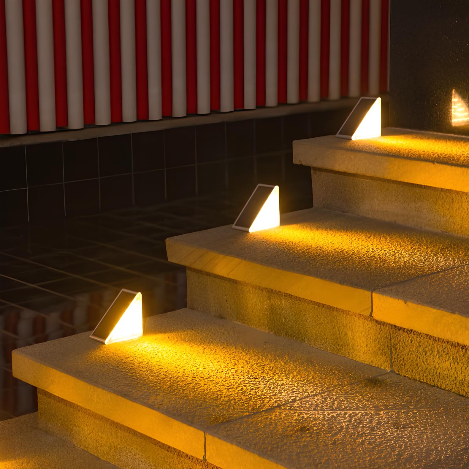 Solar Powered Stair Lights with Dusk Sensor, Waterproof LED Outdoor Step Lights