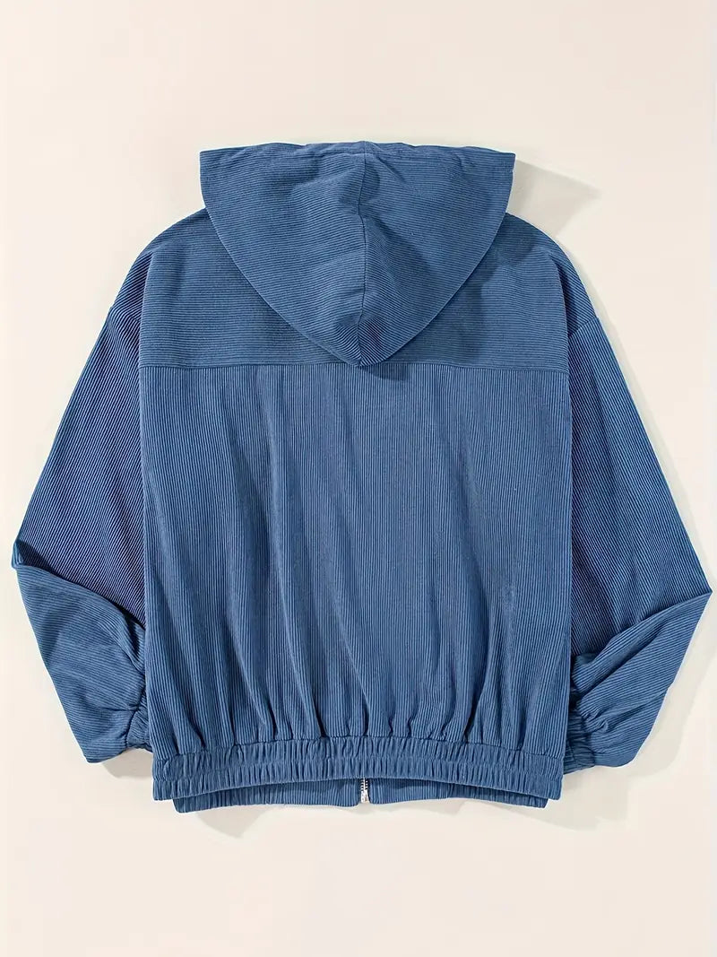 Corduroy Jacket | Dames jas van ribstof met ritssluiting en rechte pasvorm