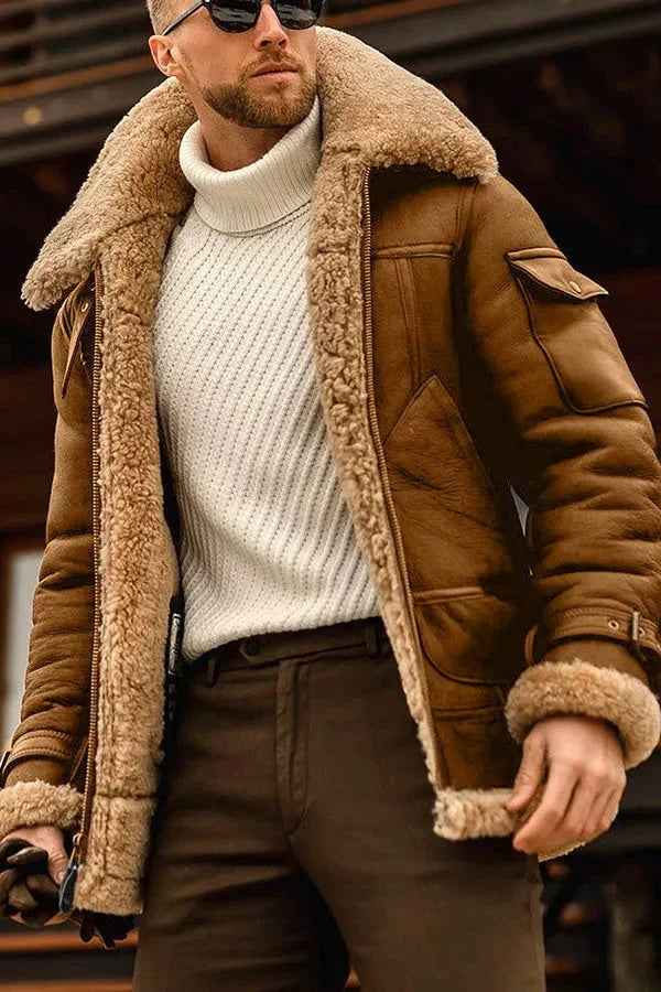 Men's Fleece Jacket Casual Fit Warm Layering Coat