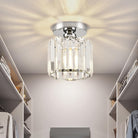 Flush Mount Ceiling Light with Crystal Shade - Black Brass Finish
