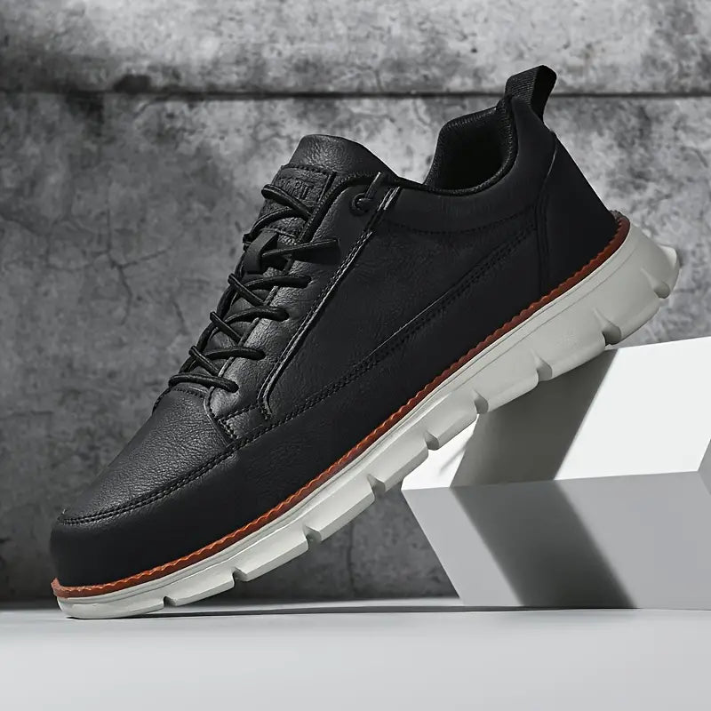 Men's Leather Sneakers with Orthopedic Cushioned Insole