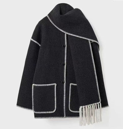 Georgina Scarf Coat | Dames jas met geïntegreerde sjaal en elegante pasvorm