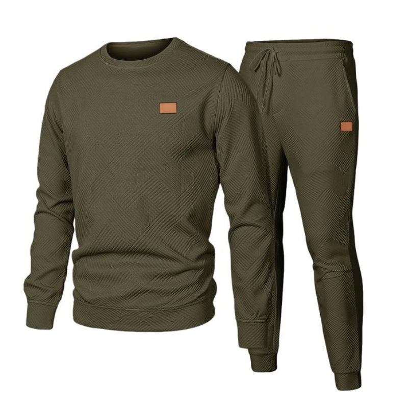 Men's 2 Piece Sweatsuit Set – Textured Jacquard Jacket & Pants