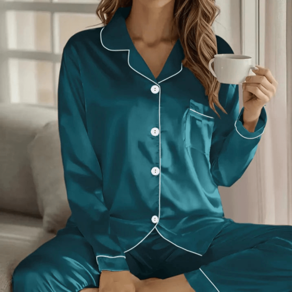 Women's Button Front Pajama Set - Lightweight Loungewear