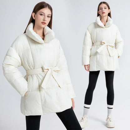 Dames Getailleerde Puffer Parka Jas – Waterafstotend, Effen Winterjas voor Avondkleding