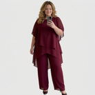 Women's Two-Piece Set with Draped Top and Wide-Leg Palazzo Trousers