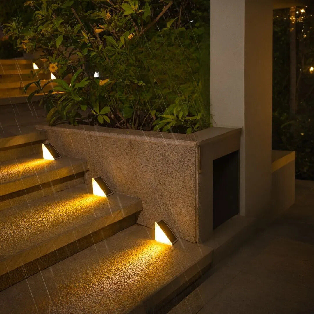 Solar Powered Stair Lights with Dusk Sensor, Waterproof LED Outdoor Step Lights