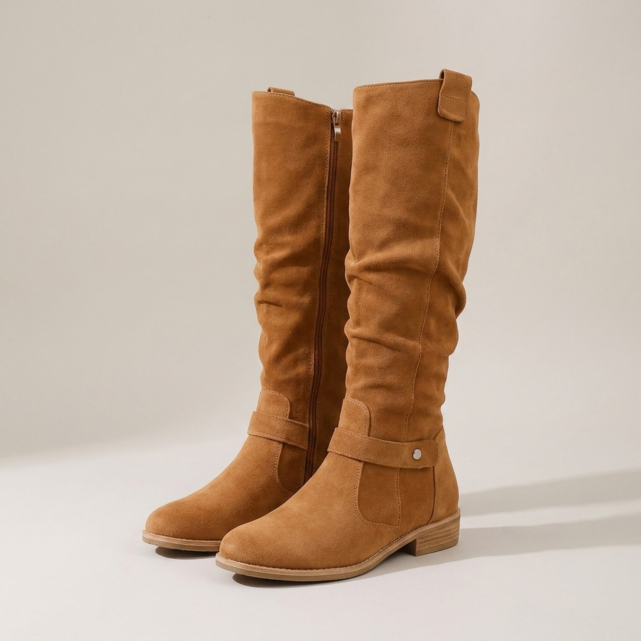 PLUXSTYLE::numise::wide-fit-knee-high-boots::pack-light-brown