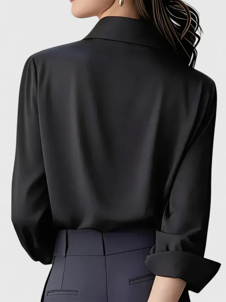 Women's Blouse with Hidden Button Placket for Office Wear