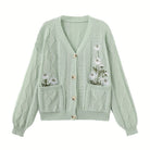 Winsome™ | Women's Floral Embroidered V-Neck Button Cardigan