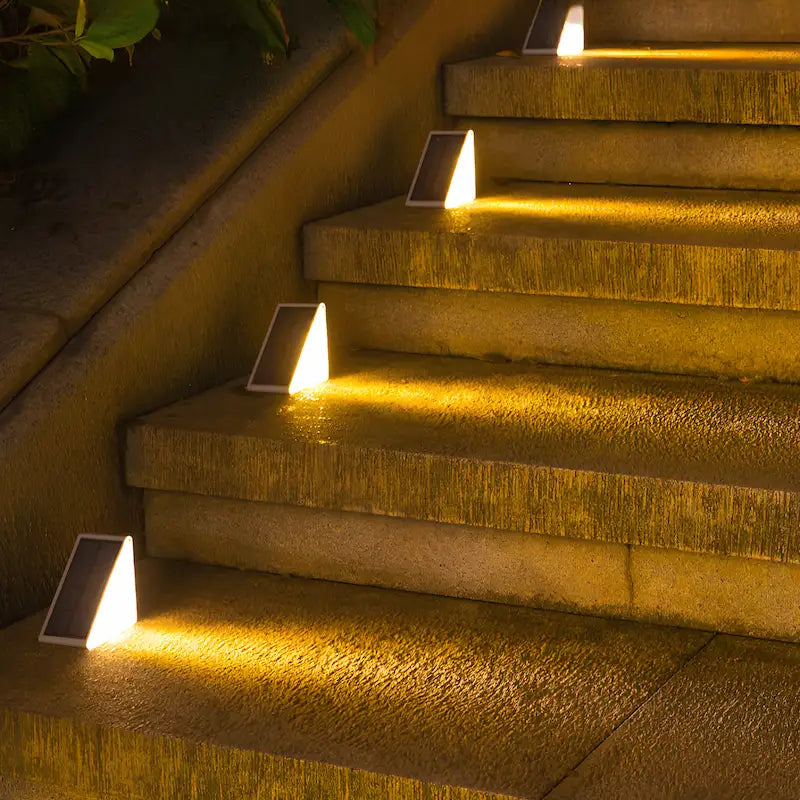 Solar Powered Stair Lights with Dusk Sensor, Waterproof LED Outdoor Step Lights
