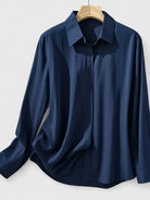 Women's Blouse with Hidden Button Placket for Office Wear