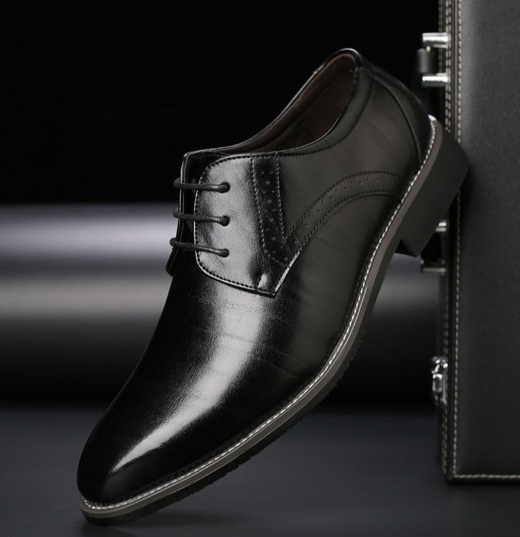 Men's Leather Lace-Up Shoes - Classic Formal Design