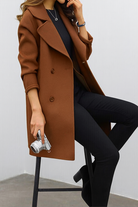 Women's Double-Breasted Wool Blend Coat - Tailored Fit