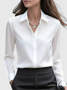 Women's Blouse with Hidden Button Placket for Office Wear