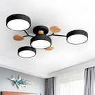 Round Iron LED Semi-Flush Ceiling Light – Chandelier with Acrylic Heads