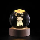 3D Engraved Crystal Ball Night Light - Wooden Base LED Lamp